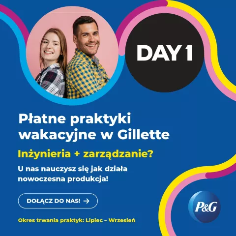 Plakat promujący płatne praktyki wakacyjne
